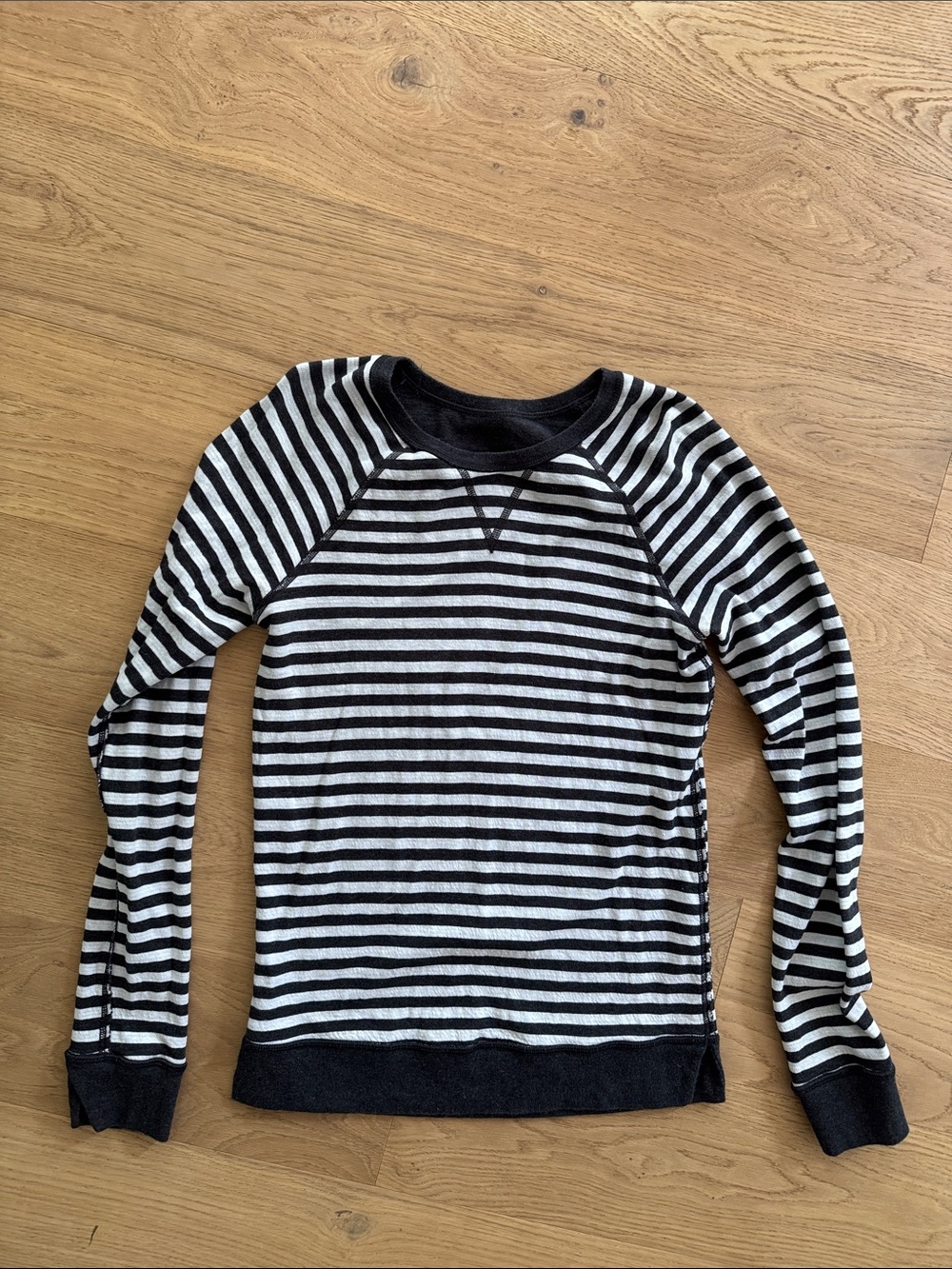 Charcoal and White Striped Women's Sweater
